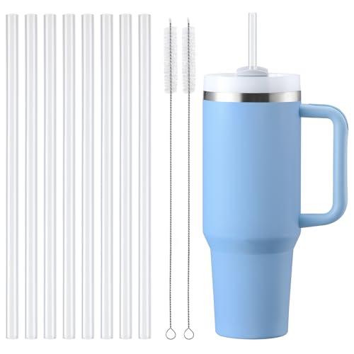 [DISHWASHER SAFE] Replacement Straws for Stanley 40 oz 30 oz Cup Tumbler, 8 Pack Clear Reusable Plastic Straws w/ 2 Straw Brushes, Compatible Accessories Drinking Straws for Stanley and More, BPA FREE