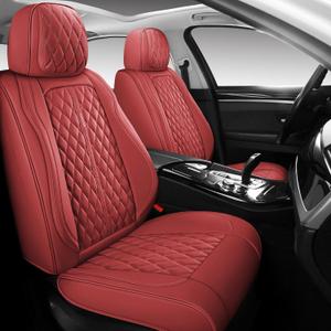 Full Coverage Leather Car Seat Covers Full Set,Wateroroof Seat Covers for Cars,Trucks,Sedans,Luxury Wine Red Seat Cover,Car Seat Protector,5 Seats Car Seat Cushion