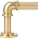 OLV Gold Industrial Curtain Rods for Windows 28 to 48 Inch(2.3 to 4 Feet), 1 Inch Diameter Blackout Wrap Around Adjustable Heavy Duty Window Drapery Rods, Indoor and Outdoor