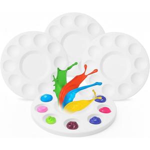 Mr. Pen- Round Paint Tray Palettes, 4 Pack, Plastic White Palettes for Students, Kids, Paint Holder, DIY Craft Class, Painting
