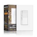 BESTTEN 0-10V Dimmer Light Switch, Super Slim Low Voltage Dimmer Switch for Dimmable LED Lights, Single-Pole or 3-Way, Screwless Wallplate Included, ETL Listed, White