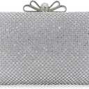 Dexmay Rhinestone Clutch Purse with Crystal Bow Clasp Evening Bag Wedding Party Dressy Handbag