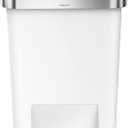 Simplehuman 45 Liter / 12 Gallon Rectangular Kitchen Step Trash Can with Soft-Close Lid, White Plastic