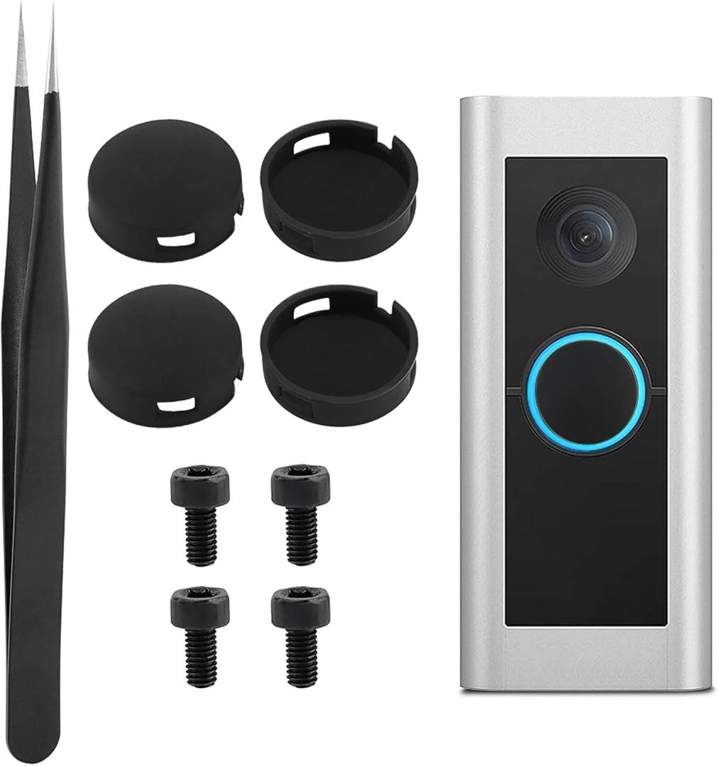 Doorbell Button Replacement, Round Doorbell Push Button Replacement with Screws, Video Doorbell Buttons, Doorbell Push Button Switch, Repair Split Cracked Broken Button (Black)