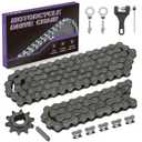 420 Chain 90 Links + 42 Link Kit Replacement for Coleman CT200U BT200X CT200U-EX Baja Warrior Massimo TrailMaster Axis MB200 Predator 212 196cc 200cc 6.5hp Parts W/Front Mini Bike Sprocket 10T (Black)