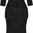 Elegant Church Dress for Women Midi Dresses Work Wear Vintage Pencil Dress for Business Casual Outfits (Black, XL)