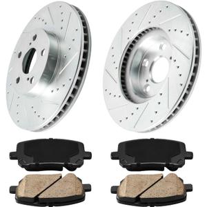 Front Brake Rotors and Ceramic Brake Pads Compatible with Corolla/Matrix/Vibe 2003-2008, OEM#31270 D923 Disc Brake Kit