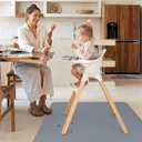 Blissful Diary Baby Splat Mat for Under High Chair, 50.4 x 50.4 Inch Wipeable Splash Mat, Waterproof and Washable, Anti-Slip Floor Protector, Gray