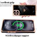 for iPhone 16 Plus Case Cute Love Heart Plating for Women, with Screen Protector, Glitter Sparkle Rhinestone Diamond Border Design Slim Rectangle Wireless Protection Case Cover, Black
