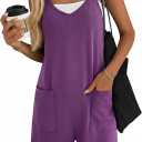 Ekouaer Womens Summer Casual Sleeveless Rompers Loose Spaghetti Strap Shorts Overalls Outfits 2025 Jumpsuits With Pockets (Purple, L)