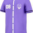 Baseball Jersey - Breathable, Reinforced Stitching | Stylish Sportswear & Streetwear (Large, Purple)
