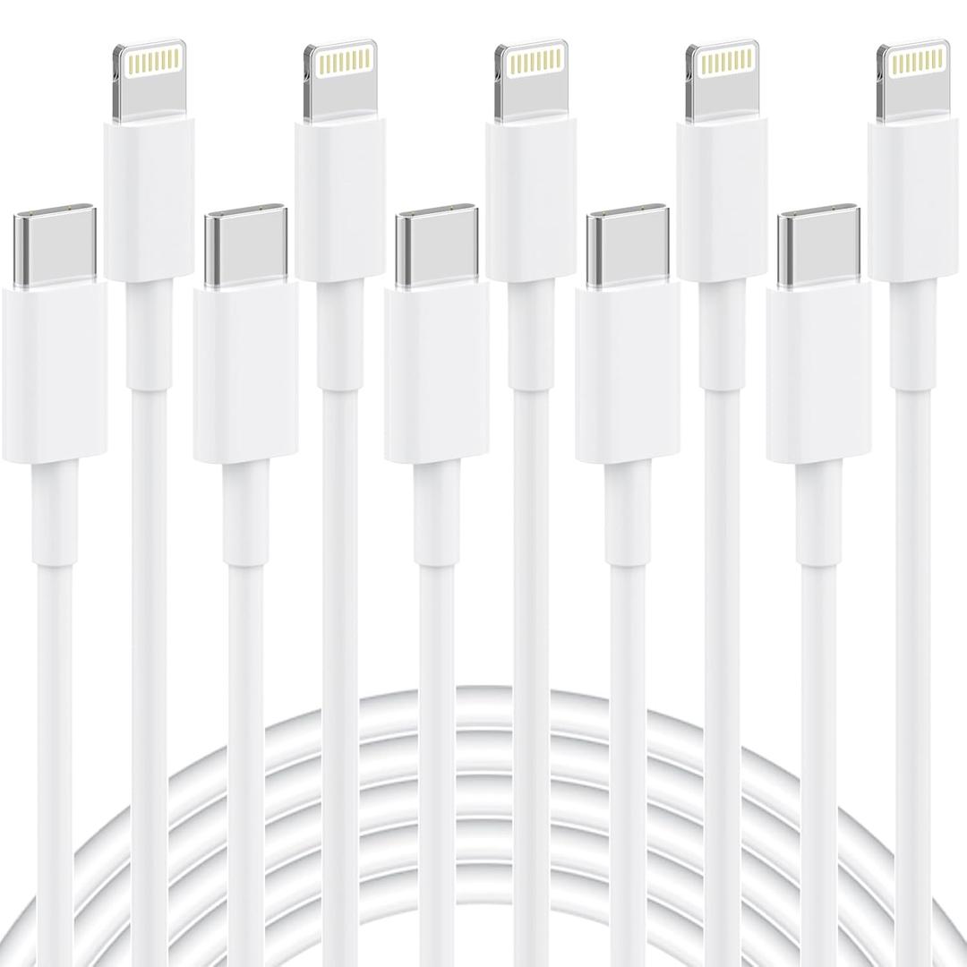 5 Pack 6FT USB C to Lightning Cable, [Apple MFi Certified] iPhone Charger Fast Charging Cord Durable Tangle-Free iPhone Charger Cord for iPhone 14/13/12/11/X/8/7/Plus, iPad, AirPods - White
