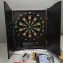 Yirinatek Electronic Dart Board, Decorative Dart Board Cabinet Set for Adults [12*Bronze Soft Tip Darts] [Cricket Game Mode]- Wooden Electric Dartboard Cabinet for Game Rooms - Black