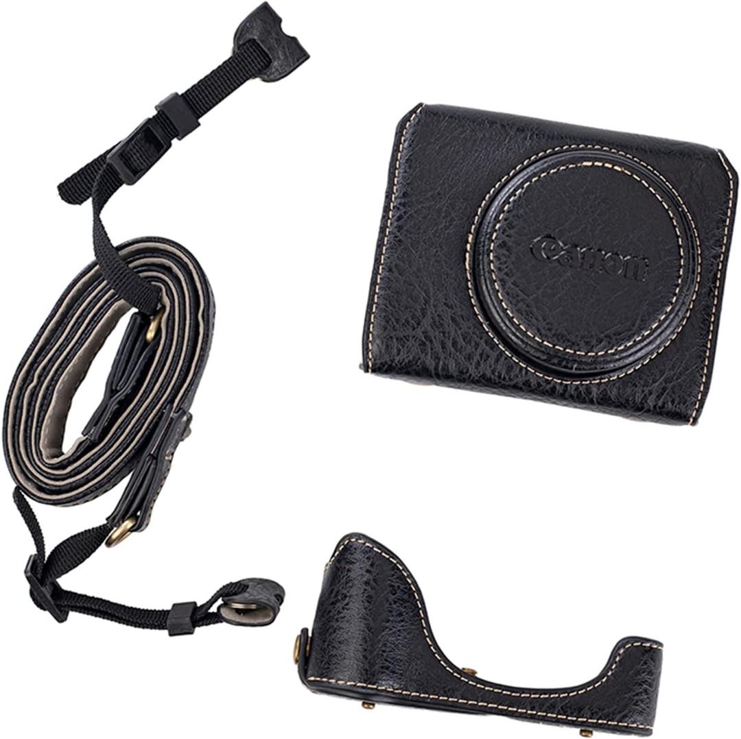 Rieibi G7 X G7X II G7X III Case, Vintage Leather Camera Case for Canon PowerShot G7X / G7X Mark II / G7X Mark III DSLR Camera, Protective Case with Strap (Black)