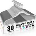 HOUSE DAY Heavy Duty Plastic Hangers 30 Pack, Non Slip Clothes Hangers with Rubber Pads and 360 Hook - Thin 0.2 Inch, Space Saving Coat Hanger Grey, Closet Organizer for Shirt, Pants, Suit, Skirt (Gray)