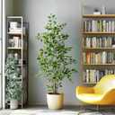 Bailikang Artificial Ficus Tree Indoor 5ft, Large Potted Faux Tree with Realistic Silk Leaves & Trunk for Home Office, Living Room Corner Decor