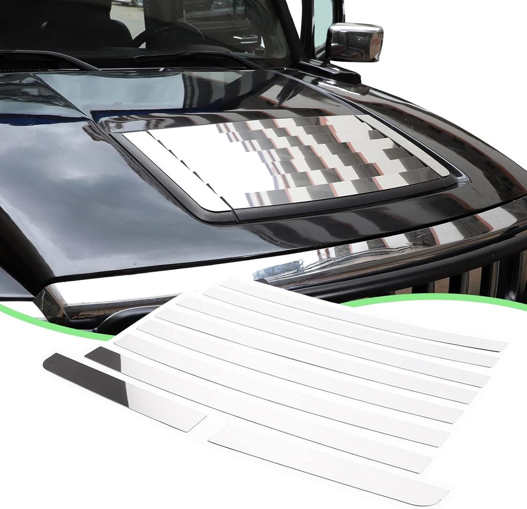 Hood Vent Deck Panel Decorative Sticker Compatible with Hummer H3 2005-2009 Louver Hood Deck Panel Air Vent Grille Cover Trim,9PCS