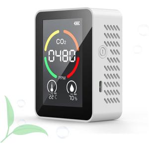KATZEIST CO2 Detector, Air Quality Monitor Mini CO2 Meter Portable Detector Temperature Humidity Air Analyzer Digital for Home, Office, Travel (3 in 1-Semi)