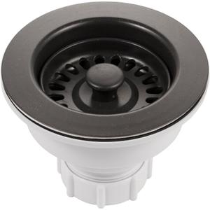 Houzer 190-9265 - 3-1/2 Inch Matte Black Kitchen Sink Basket Strainer, Durable Food Catcher Stopper for Metal Kitchen Sink, Ideal for Filtering Waste and Preventing Clogs
