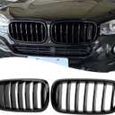 F15 Grille, Front Kidney Grill for 2014-2018 X5 Series F15 2015-2019 X6 Series F16 X5M F85 X6M F86 (Single Slat Gloss Black Grills, 2pcs)