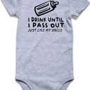 UNIFACO Unisex Baby Funny Saying Outfit Short and Long Sleeve Bodysuits Romper 0-18M (Gray)