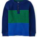 Gymboree,and Toddler Long Sleeve Henley Shirt, Blue Color Block, 12-18 Months