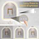 30"x36" Arched LED Mirror for Bathroom, Brushed Gold Lighted Bathroom Mirror with Lights, Fogless, Dimmable, Shatterproof, Touch Sensor, 3 Color Changing
