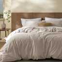 Bedsure Cotton Duvet Cover Queen Size - Luxury Slub Weave 100% Cotton Duvet Cover Set, PureWoven Bedding Set with a Linen Like Textured, Easy Change, Natural Linen, 90" x 90"