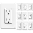 BESTTEN 15 Amp Decor Receptacle Outlet with TR (Tamper Resistant), 15A Decorator Electrical Wall Outlet, Screwless Wallplate Included, for Commercial and Residential Use, UL Listed, 10 Pack, White