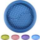 Dog Lick Bowl, Non-Slip Dog Slow Feeder Licking Mat Treat Dispenser, Interactive and Enrichment Toys, Boredom & Anxiety Reducer, BPA Free Silicone (Dark Blue, Large)