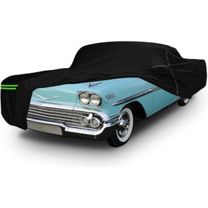 Waterproof Car Cover Compatible with Chevrolet Impala/Bel Air/Biscayne 1958-1970 2/4 Door Sedan/Couple/Hardtop 210T All Weather Classic Car Covers with Zipper Door for Snow Rain Protection