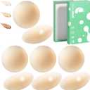 PRETTYWELL Nipple Covers No Show 4 Pairs Large Sticky Nipple Pasties Seamless Reusable Thin Breast Petals Nude (L)