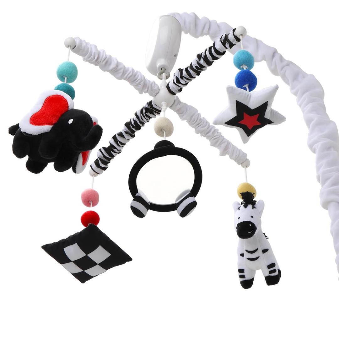 The Peanutshell Baby Crib Mobile for Boys & Girls, Musical, Montessori Nursery Mobiles, Black and White Crib Decor, High Contrast Mobile, Crib Toys Hanging, Crib Accessories Boy