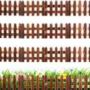 Soaoo Wooden Garden Edging Border 8 in(H) x 4 Ft(L) Wood Garden Fence Landscape Edging Decorative Flower Bed Border Outdoor for Yard Patio Lawn Tree(Brown,4 Packs) (as shown on the pictures)