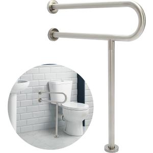 HECASA 24 Inch Handicap Grab Bars Rails 304 Stainless Steel Toilet Handrail Bathroom Safety Bar Wall Mount Floor Support Assist Bar for Disabled Elderly Mounted Bath Grips