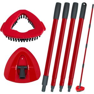 Mop Handle Replacement for Ocedar, 4 Section 30" to 58" Extendable Length Mop Stick for Ocedar Spin Mops Refills and Brooms Floor Cleaning, Include Base and Scrub Brush