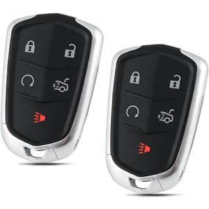Key Fob Cover Shell Case Replacement for Cadillac ATS ATS-V CTS CT6 XTS XT5 XT4 XT6 SRX 2014 2015 2016 2017 2018 2019 2020 2021 5 Buttons Car Remote Pad Cover HYQ2AB, HYQ2EB (2PCS)