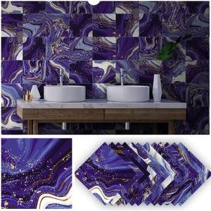 Alwayspon 12Pcs Wall Tile Sticker Transfer Peel and Stick, Self-Adhesive Vinyl Backsplsh Tile Decals, Non-Slip PVC Floor Sticker for Kitchen Bathroom, 20x20CM/8x8Inch, Marble Effect 030