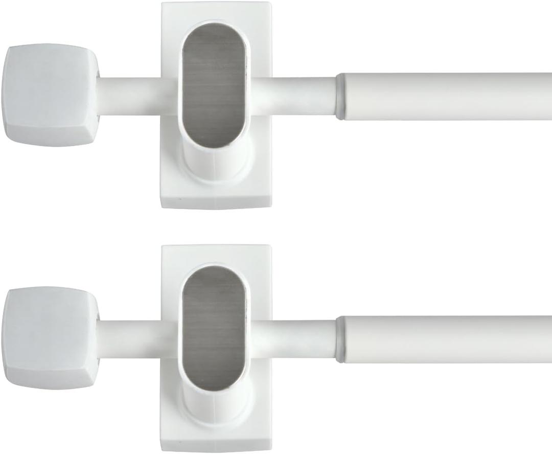 2 Pack Magnetic Curtain Rod for Metal Doors Windows,16 to 28 Inch,Multi-Use Adjustable Appliance for Iron and Steel Place,Tool Free,White