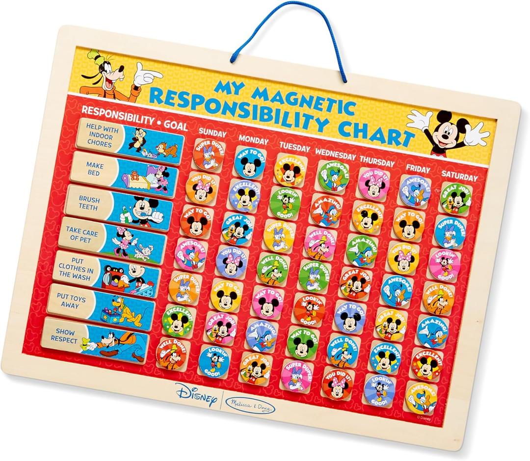 Melissa & Doug Disney Mickey Mouse Clubhouse My Magnetic Responsibility Chart - Toddler Routine, Kids Reward Board, Reward Chart for Toddlers and Kids Ages 3+