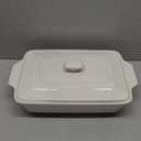 MALACASA Casserole Dish for Oven, 4.4 Qt Porcelain Baking Dish with Lid, 9x13 Baking Pan with Handles, Large Lasagna Pan Deep, Rectangular Bakeware, Microwave Safe, White, Series BAKE