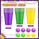 22 Pcs Mardi Gras Party Cup Set 16 oz Purple Green Yellow Beer Plastic Cups with 8 Balls Carnival Party for Indoor Outdoor Event Fun House Parties Favors