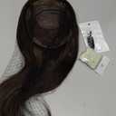 HappyNewHair Toppers for Women Real Human Hair 6x7inch Large Base 360° Cover 12inch Hairpieces for Women with Thinning Hair Dark Brown Add Hair Volume (#2Toppers-14inch)