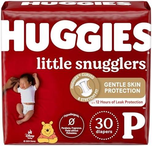 Huggies Newborn Diapers, Little Snugglers Baby Diapers, Size Preemie (up to 6 lbs), 30 Count