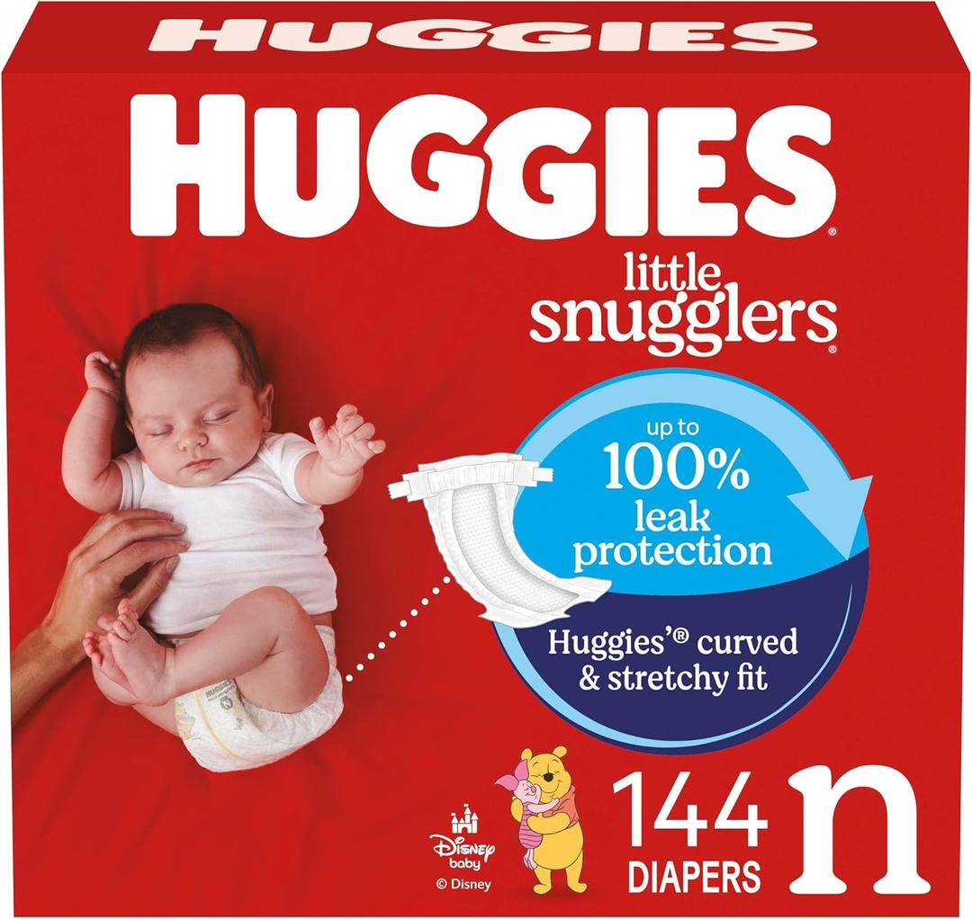 Huggies Size Newborn Diapers, Little Snugglers Baby Diapers, Size Newborn (up to 10 lbs), 144 Count 