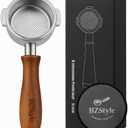 Premium 54mm Bottomless Portafilter Compatible with Breville Barista Series Triple Filter Basket Natural Wooden Handle Espresso Extraction Enhancer for Professional Crema & Flow