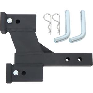 Silscvtt 2 inch Receiver Adjustable Trailer Dual Hitch Extension 2 inch Riser and 6 inch Drop 2 inch Solid Shank 10000 LBS Capacity with Pin Clip Matte Black Powder Coated