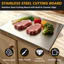 2Pcs L-Shaped Stainless Steel Cutting Board with Lip, 304 Metal Chopping Board Double-Sided Use, 23.6x15.7" & 15.7x11.8" Pastry Kneading Board for Meat Fruits Veggies Bread, Easy-Clean Dishwasher Safe