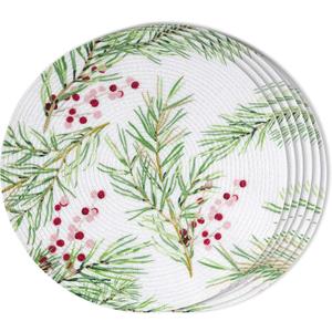 FunWheat Round Placemats Set of 6 Table Mats for Dining Tables Washable Non-Slip Place mats 15 Inch for Christmas(Christmas Tree, 6pcs)