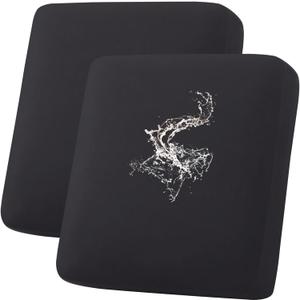 hyha Waterproof Couch Cushion Covers, Stretch Sofa Couch Seat Slipcover for Dog Washable, Non-Slip Waterproof Outdoor Cushion Covers for Patio Furniture Replacement (2 Pieces, Black)
